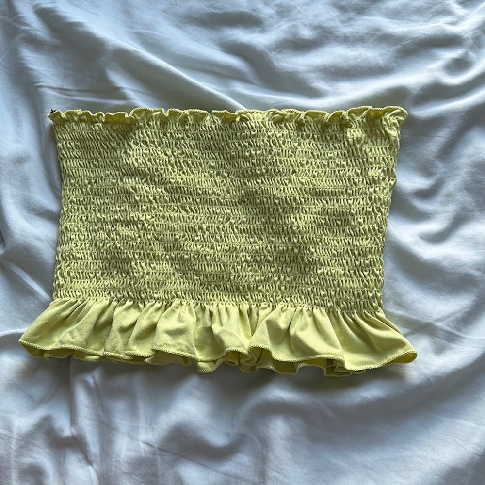 Light Green/Yellow Forever 21 Strapless Top